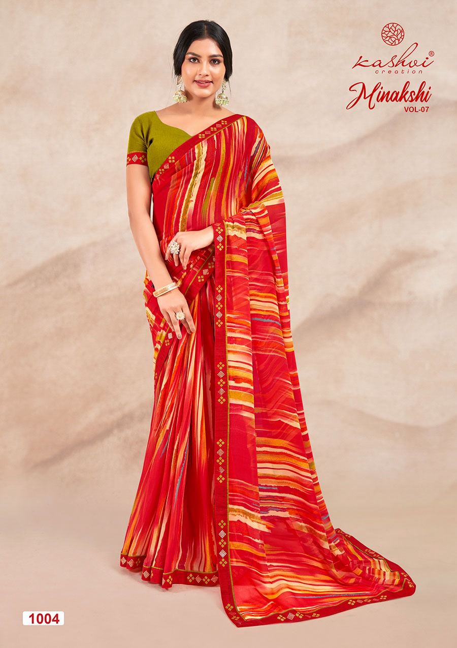 Minakshi 07 By Kashvi Printed Georgette Sarees Wholesale Shop In Surat